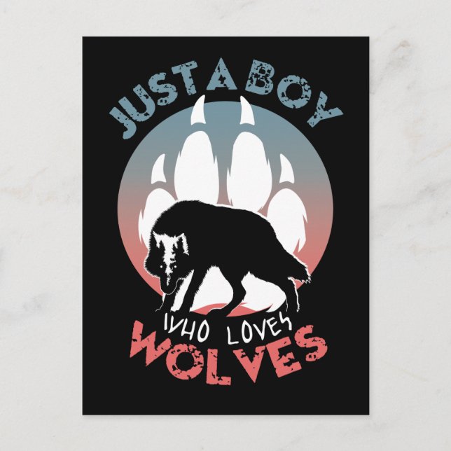 Just a boy who loves wolves postcard (Front)