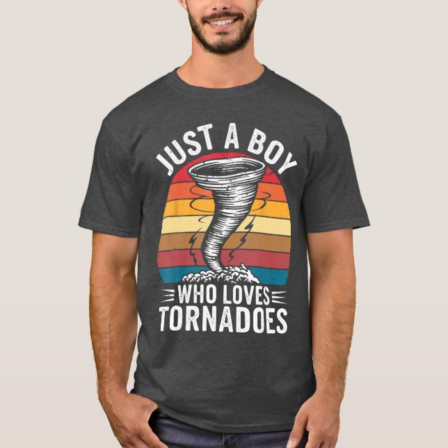Just A Boy Who Lovesornadoes oddler Boy retro T-Shirt (Front)