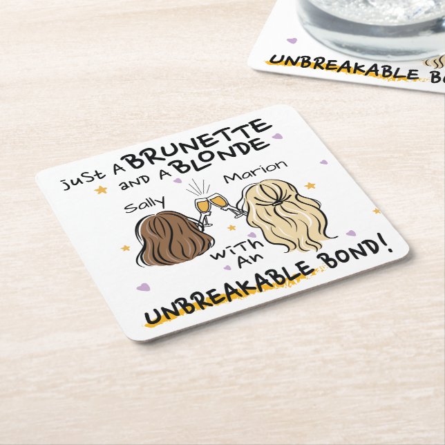 Just a brunette and a blonde Custom Name Coaster (Angled)