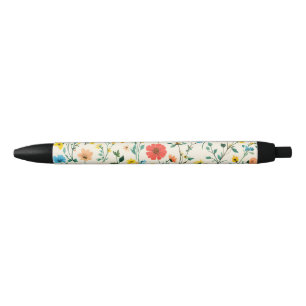 Just a Bunch of Happy Lil' Flowers Black Ink Pen
