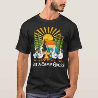 Just A Camp Goose Funny Retro Sunset Camping T-Shirt