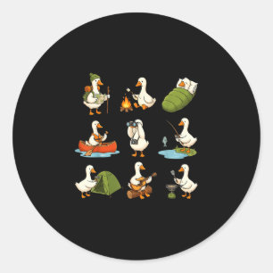 Just a camp goose shirt silly goose camping classic round sticker