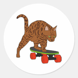 Just A Cat On A Skateboard Classic Round Sticker