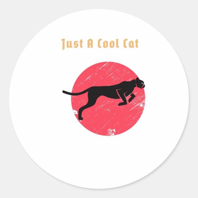 Just a Cool Cat – Panther Classic Round Sticker (Front)