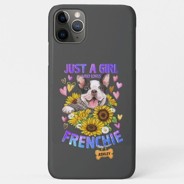 Just a Cute Girl Loves French Bulldog Sunflower Case-Mate iPhone Case (Back)