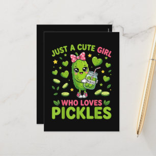 Just A Cute Girl Who Loves Pickles Holiday Postcard