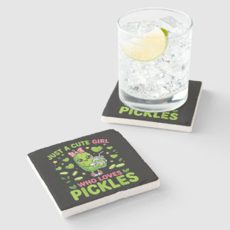 Just A Cute Girl Who Loves Pickles Stone Coaster