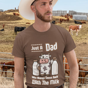 Just A Dad Funny Cow with Milk Dad Jokes Men's  T-Shirt