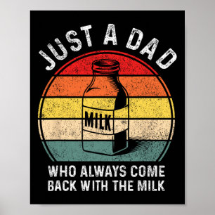 Just A Dad Who Always Come Ck With Milk Funny Fath Poster