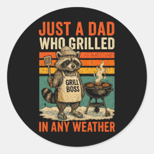 Just A Dad Who Funny Fathers Day Gift Racoon Joke Classic Round Sticker