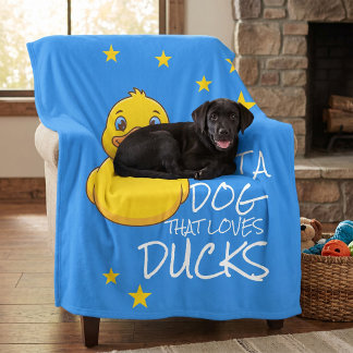 Just A Dog That Loves Cute Yellow Ducks Fleece Blanket