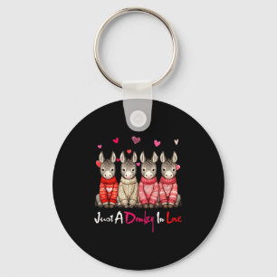 Just A Donkey In Love Valentines Day Group Donkeys Key Ring