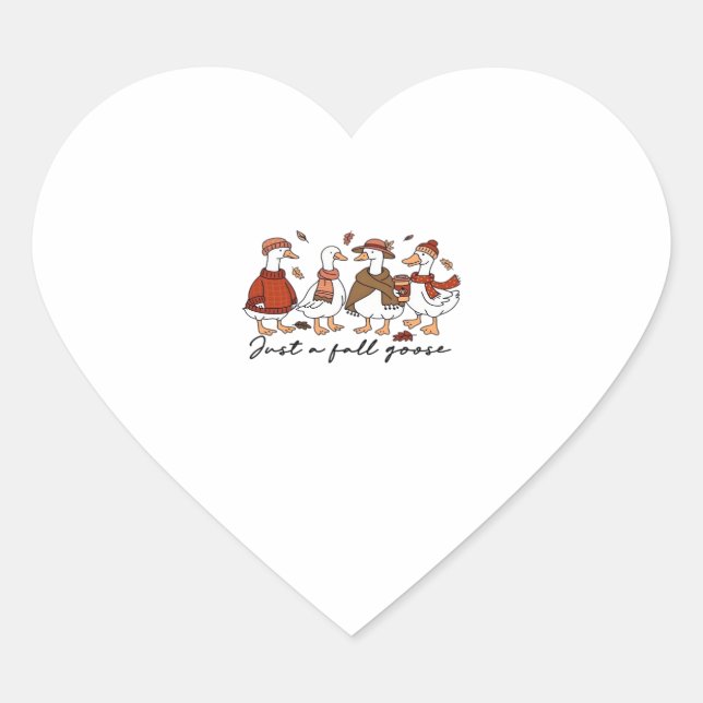 Just a Fall Goose Classic T-Shirt Heart Sticker (Front)