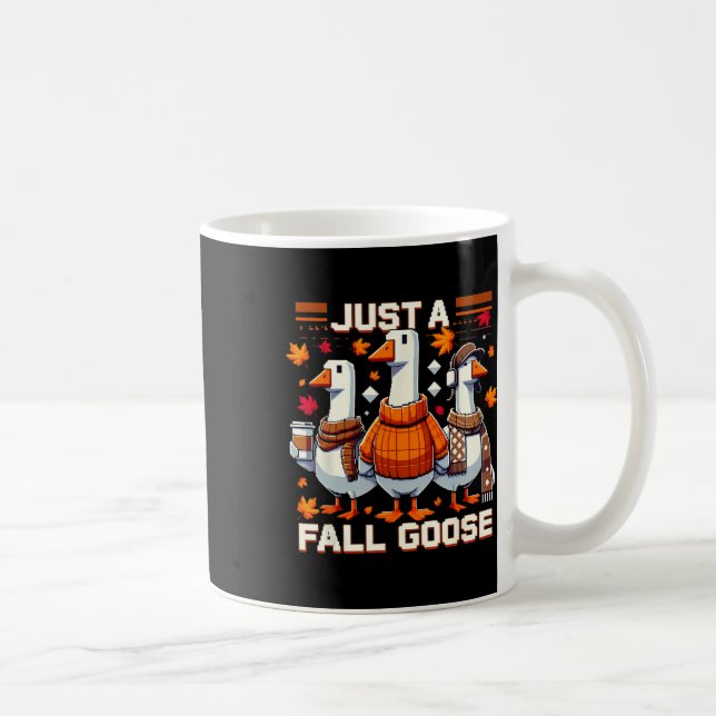 Just A Fall Goose Funny Pixel Autumn Retro Style 2 Coffee Mug (Right)