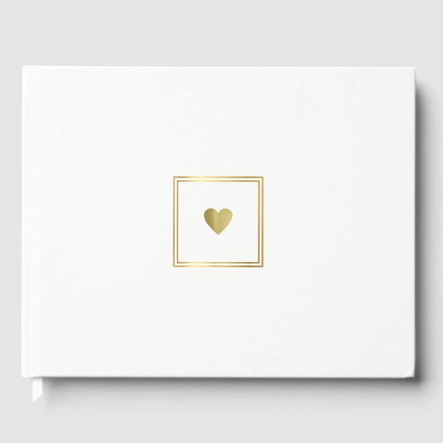 just a framed faux gold heart on white guest book (Front)