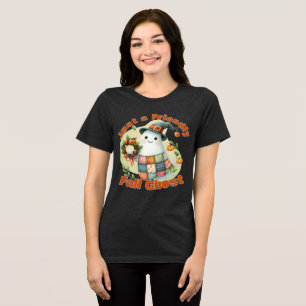 Just a Friendly Fall Ghost" - Cute Autumn Design - Tri-Blend Shirt