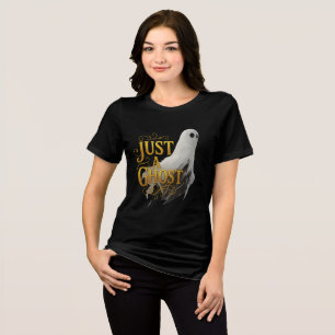 Just a Ghost Moody Halloween Art Tri-Blend Shirt