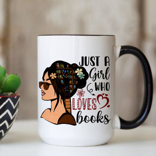 JUST A GIRL ,Book Lover Floral Books Reading Coffee Mug