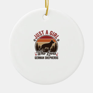 Just A Girl German Shepherd Vintage Dog Lover Desi Ceramic Ornament
