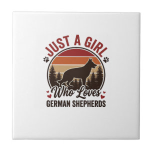 Just A Girl German Shepherd Vintage Dog Lover Desi Ceramic Tile