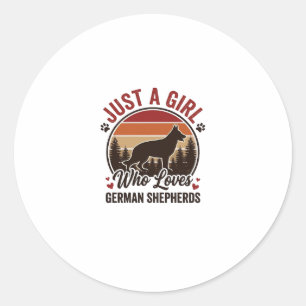 Just A Girl German Shepherd Vintage Dog Lover Desi Classic Round Sticker
