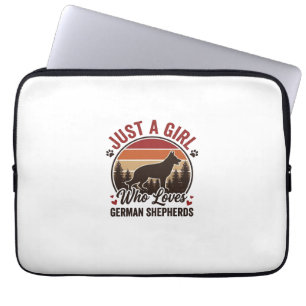 Just A Girl German Shepherd Vintage Dog Lover Desi Laptop Sleeve