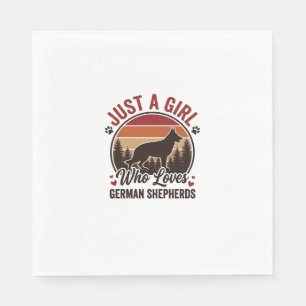 Just A Girl German Shepherd Vintage Dog Lover Desi Napkin