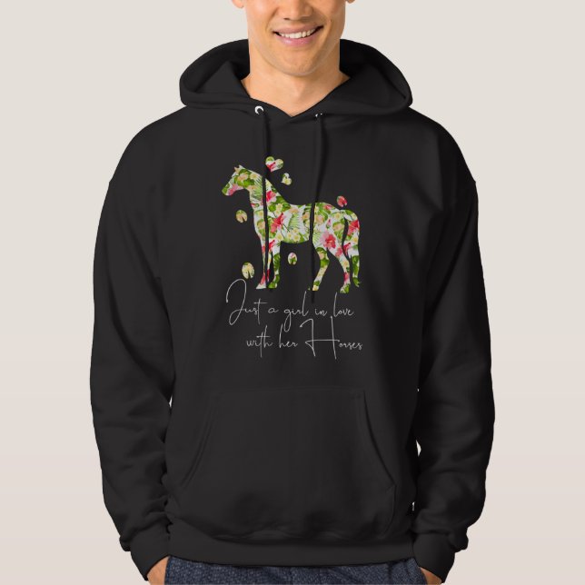 Just A Girl In Love With Her Horses  Riding Girls Hoodie (Front)