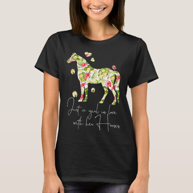 Just A Girl In Love With Her Horses  Riding Girls T-Shirt (Front)