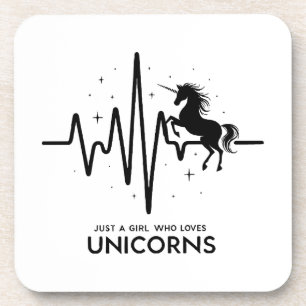 Just A Girl Love for Unicorns Heartbeat Coaster
