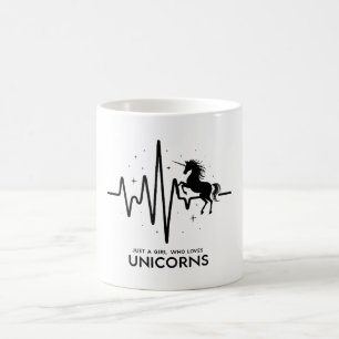 Just A Girl Love for Unicorns Heartbeat Coffee Mug