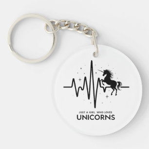 Just A Girl Love for Unicorns Heartbeat Key Ring