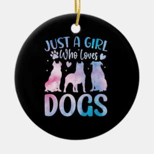 just a girl loves  who dogs ceramic ornament