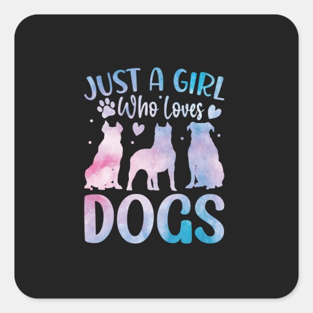 just a girl loves  who dogs square sticker (Front)