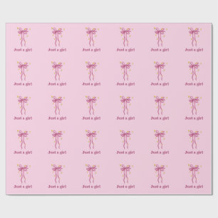 Just A Girl Pink bow Gift Wrapping Pap Paper