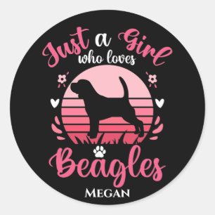 Just a Girl That Loves Beagles Personalised Classic Round Sticker