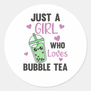 Just A Girl The Bubble Tea Loves Boba Kawaii Classic Round Sticker