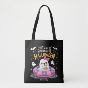 Just A Girl Waiting For Halloween Spooky Summer Tote Bag