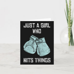 Just A Girl Who Hits Things Boxing Women Punching  Card