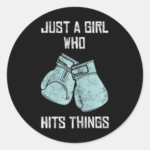 Just A Girl Who Hits Things Boxing Women Punching Classic Round Sticker