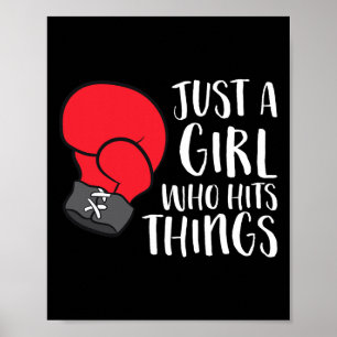 Just A Girl Who Hits Things Funny Boxing Girl  Poster