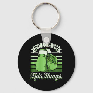 Just A Girl Who Hits Things Kickboxer Girl Funny B Key Ring