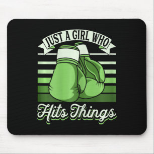 Just A Girl Who Hits Things Kickboxer Girl Funny B Mouse Pad