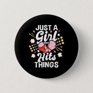 Just A Girl Who Hits Things - Kickboxing Kickboxer 6 Cm Round Badge