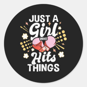 Just A Girl Who Hits Things - Kickboxing Kickboxer Classic Round Sticker