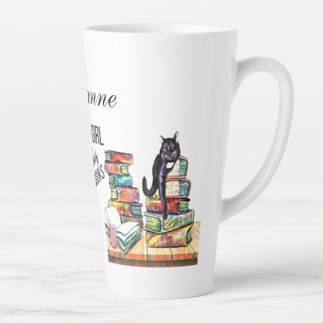 Just A Girl Who Likes Cats And Books Latte Mug (Right)