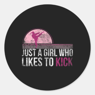 Just A Girl Who Likes To Kick Karate Martial Arts Classic Round Sticker