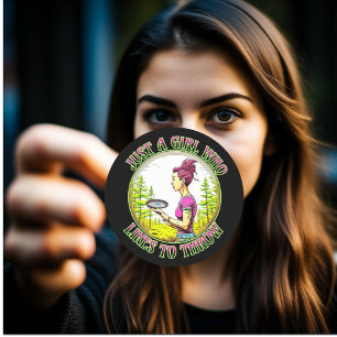Just a Girl Who Likes to Throw Disc Golf Classic Round Sticker