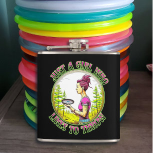 Just a Girl Who Likes to Throw   Disc Golf  Hip Flask