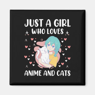 Just A Girl Who Love Anime and Cats Cute Kids Teen Magnet
